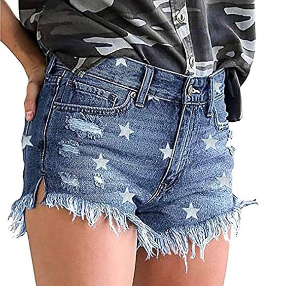 Bleach Star Distressed Denim Shorts - Picture 1 of 4